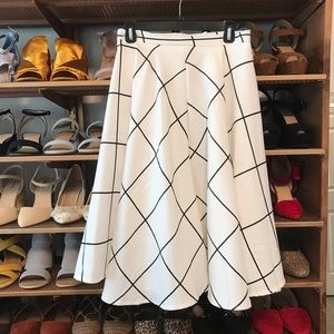 NEW Black & White Grid Midi Skirt